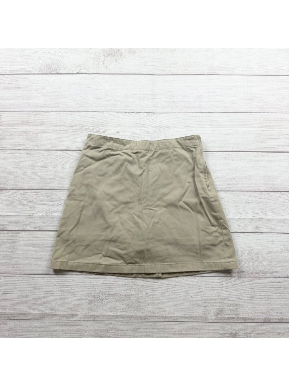 Lands End Girls Khaki Uniform Skort Adjustable Waist Stretch Blend 12